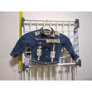 Zing Jeanswear Girls Embroidered Lace Studded Demin Jean Jacket Size 3t